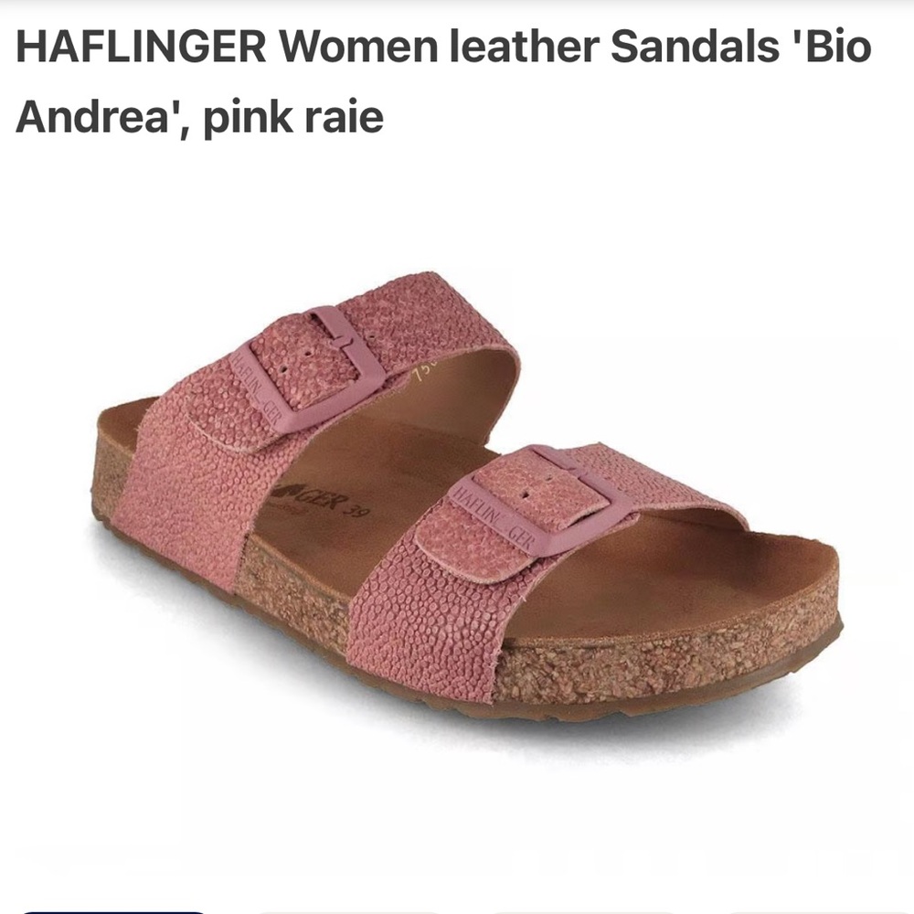 HAFLINGER Bio Andrea Leather Buckle Sandals in Pink Raie